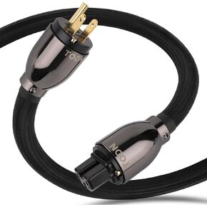 كبل طاقة الصوت Todn HIFI لـ Audiophile مع 7 AWG O-C CORES ، و 24K مطلي بالذهب 3 قابس سلك الطاقة/IEC C15 ، φ17.5mm ، 3ft/1M