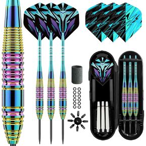 Professional Darts Steel Tip Sets, 23 g Metal Tip Darts,Dart Metal Tip Set 3 Aluminum Dart Shafts Steel Tip Dart Set + Extra 3 Dart Flights 3 Replace Plastic Shaft
