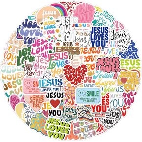 54PCS Jesus Loves You Stickers Inspirational Christian Stickers for Adults Teens Religious Sticker for Water Bottle Laptop Cards Party Supply Sunday Church Christian Easter Gifts
