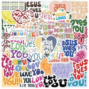 54PCS Jesus Loves You Stickers Inspirational Christian Stickers for Adults Teens Religious Sticker for Water Bottle Laptop Cards Party Supply Sunday Church Christian Easter Gifts in Kuwait