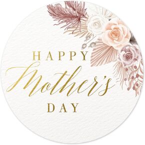 Mobiusea Creation Boho Mothers Day Stickers | 135-Pack for Mother's Day Gifts and Card | 1.4 inch | Gold Foil | Happy Mothers Day Stickers | Happy Mother's Day Labels