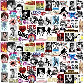 Elvis 50ct Vinyl Deluxe Stickers مجموعة متنوعة - كمبيوتر محمول ، زجاجة ماء ، سكرابوكينغ ، جهاز لوحي ، لوح التزلج ، داخلي/في الهواء الطلق