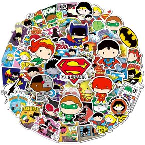 DC Justice League Stickers for Water Bottle, Superhero Decals for Laptop, Comic Legends for Kids, Waterproof Stickers for Computer, Luggage, Skateboard, Guitar, Scrapbooking, Tablet (50pcs-Style 1)