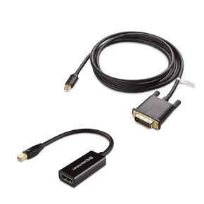 Cable Matters Mini DisplayPort to DVI Cable (Mini DP to DVI Cable) in Black 6 Feet - Thunderbolt and Thunderbolt 2 Port Compatible & Mini DisplayPort to HDMI Adapter