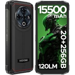 DOOGEE Fire 6 Power Rugged Smartphone, 15500mAh, Dual Flashlight, 20GB+256GB Rugged Phone, 50MP Camera, Android 14, Unlocked Cell Phone with 3-in-1 Cable, Dual Unlock, NFC, GPS, OTG, IP69K (Green)