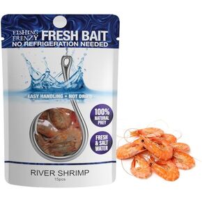 Naturally Preserved Fishing Bait – 2-Year Shelf-Stable, Ideal for Freshwater & Saltwater Fishing, River Shrimp 15 pieces