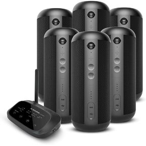 Avantree Harmony 2 - [Bluetooth Version] Advanced Wireless Stereo System for Multiple Rooms & Outdoor Party, 1 Transmitter & 6 Portable Bluetooth Speakers