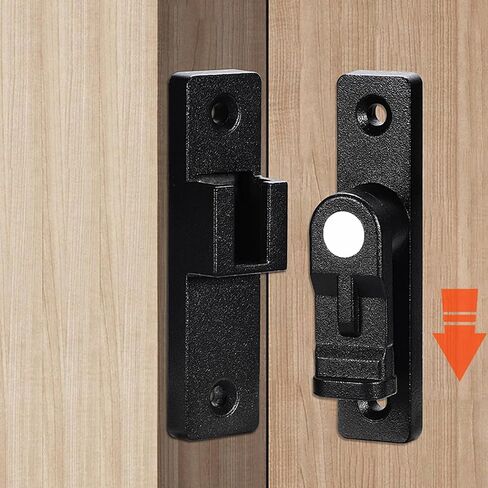 90 Degree Barn Door Lock LISHAN Latch Luminescent Upgrade Your Safety Easy Installation Keyless Entry Zinc Alloy Matte Black Ideal for Sliding Doors Bathroom Kitchen Cabinet Pet Safety in Saudi Arabia