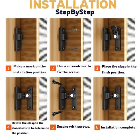 90 Degree Barn Door Lock LISHAN Latch Luminescent Upgrade Your Safety Easy Installation Keyless Entry Zinc Alloy Matte Black Ideal for Sliding Doors Bathroom Kitchen Cabinet Pet Safety in Saudi Arabia
