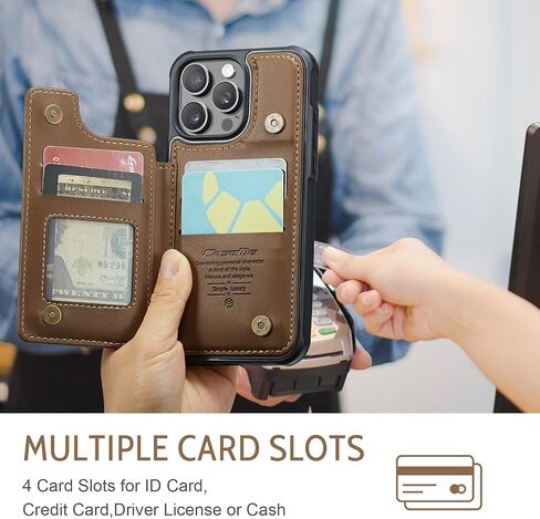 Bemal for iPhone 16 Plus Wallet Case with Card Holder, RFID Blocking, Shockproof Leather Kickstand for Men and Women, Durable Protective Phone Cover for 6.7", Brown in Kuwait