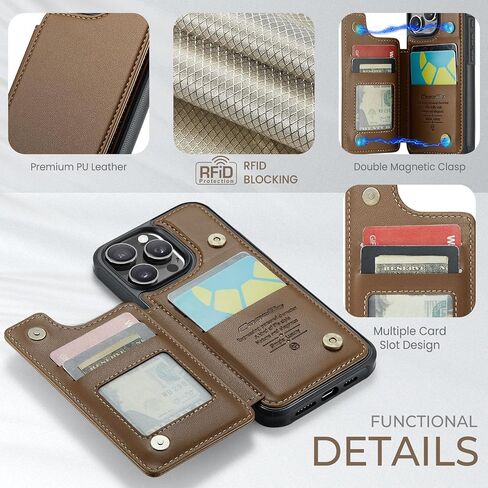Bemal for iPhone 16 Plus Wallet Case with Card Holder, RFID Blocking, Shockproof Leather Kickstand for Men and Women, Durable Protective Phone Cover for 6.7", Brown in Kuwait