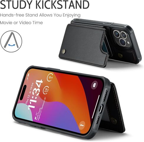 Bemal for iPhone 16 Pro Wallet Case مع حامل البطاقة ، حظر RFID ، كيكستاند جلدي مقاوم للصدمات للرجال والنساء ، غطاء هاتف واقعي متين لمدة 6.3 "، أرجواني in Kuwait