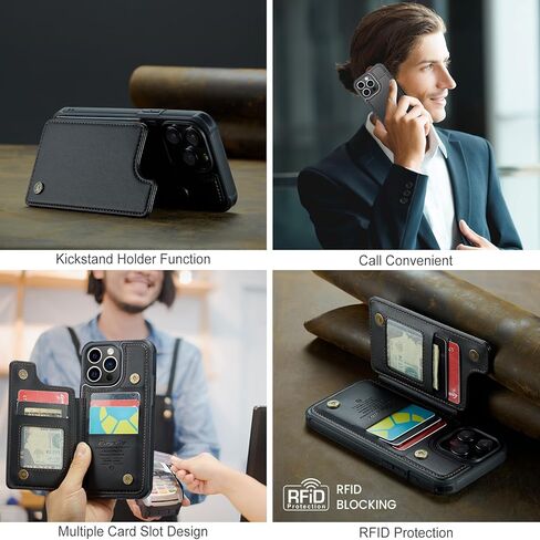 Bemal for iPhone 16 Pro Wallet Case مع حامل البطاقة ، حظر RFID ، كيكستاند جلدي مقاوم للصدمات للرجال والنساء ، غطاء هاتف واقعي متين لمدة 6.3 "، أرجواني in Kuwait