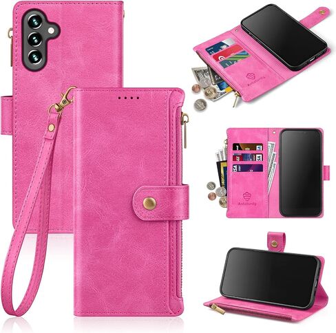 Antsturdy Compatible with Samsung Galaxy A13 5G Case Wallet with Card Holder Women Men Phone Case RFID Blocking PU Leather Flip Folio Shockproof Cover Wrist Strap Zipper Credit Card Slots,Black in Saudi Arabia