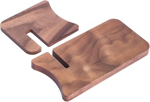 LUCKY BEAN Wood Phone Stand, Desktop Wooden Phone Holder, Portable Phone Stand for Desk, Compatible with iPhone & All Cell Phones (Walnut Wood) in Kuwait