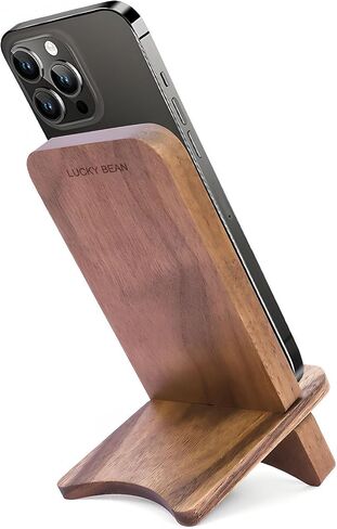 LUCKY BEAN Wood Phone Stand, Desktop Wooden Phone Holder, Portable Phone Stand for Desk, Compatible with iPhone & All Cell Phones (Walnut Wood) in Kuwait