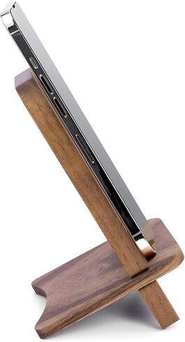 LUCKY BEAN Wood Phone Stand, Desktop Wooden Phone Holder, Portable Phone Stand for Desk, Compatible with iPhone & All Cell Phones (Walnut Wood) in Kuwait