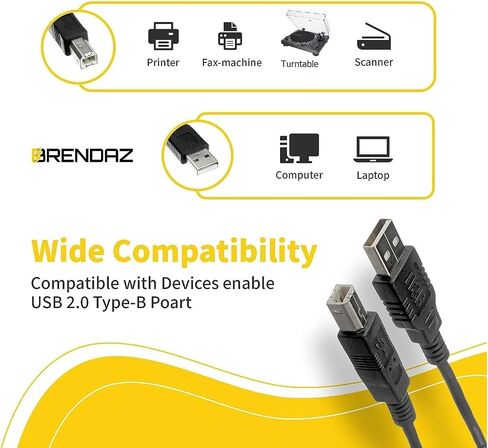 (10-Pack) USB A to B Printer Cable 15ft., High Speed Data Scanner Printer Cord Compatible for HP Canon Dell Epson Brother Lexmark Xerox Samsung Piano DAC, Etc (15-Feet) in Saudi Arabia