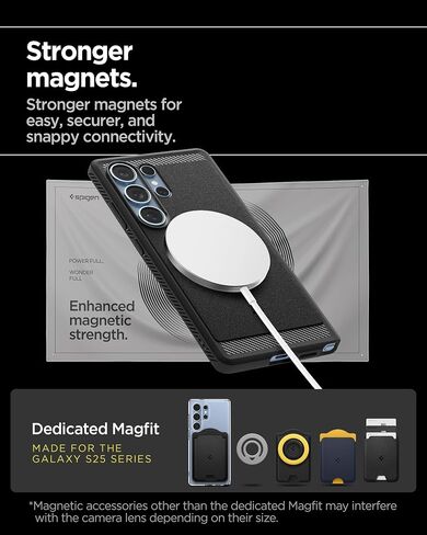 Spigen Rugged Armor MagFit Designed for Galaxy S25 Ultra Case [Fast Wireless Charging/Magnet for Galaxy] (2025) - Matte Black in Saudi Arabia