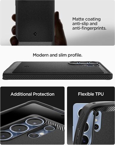 Spigen Rugged Armor MagFit Designed for Galaxy S25 Ultra Case [Fast Wireless Charging/Magnet for Galaxy] (2025) - Matte Black in Saudi Arabia