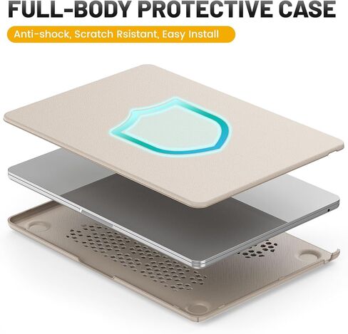 HXCASEAC Case Compatible with MacBook Air 13.6 inch Case 2024 2022 with Foldable Stand, Anti-Scratching Protective Hard Shell Cover for M3 M2 A3113, A2681 PU Leather, Black in Kuwait