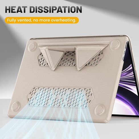 HXCASEAC Case Compatible with MacBook Air 13.6 inch Case 2024 2022 with Foldable Stand, Anti-Scratching Protective Hard Shell Cover for M3 M2 A3113, A2681 PU Leather, Black in Kuwait