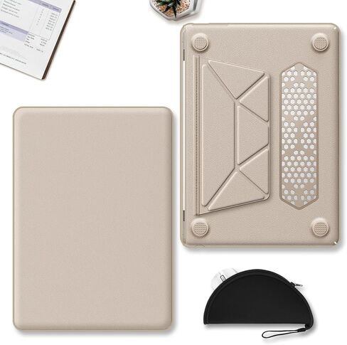 HXCASEAC Case Compatible with MacBook Air 13.6 inch Case 2024 2022 with Foldable Stand, Anti-Scratching Protective Hard Shell Cover for M3 M2 A3113, A2681 PU Leather, Black in Kuwait