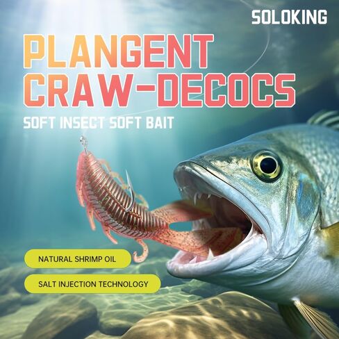 Soloking Soft Rage Fishing Lure, Great Action Soft Plastic Lure for Bass Add Salt Fish Additive in Saudi Arabia