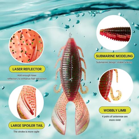 Soloking Soft Rage Fishing Lure, Great Action Soft Plastic Lure for Bass Add Salt Fish Additive in Saudi Arabia