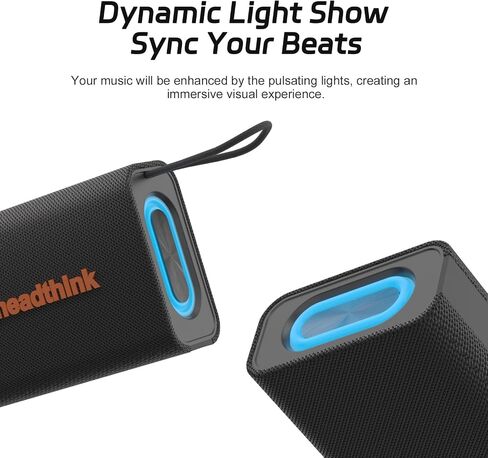 Bluetooth Speaker, Portable Wireless, IPX5 Waterproof, Bluetooth 5, RGB Color Lights, Loud Stereo Sound, Bass, TWS Pairing, for Party, Home, Outdoor, Traveling in Kuwait