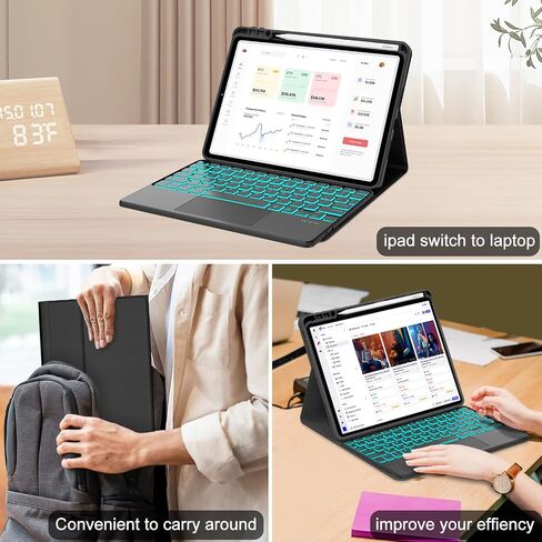 حالة لوحة المفاتيح لـ Xiaomi Pad 7/ Pad 7 Pro 11.2 بوصة ، 7 ألوان خلفية ، لوحة مفاتيح Bluetooth اللاسلكية القابلة للفصل المغناطيسي ، لوحة تتبع متعددة اللمس ، غطاء مقاوم للبقع ، قابلة لإعادة الشحن ، أسود (إضاءة خلفية) in Kuwait