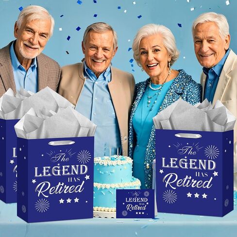Retirement Gift Bag with Tissue Paper and Greeting Card for Men Women Black Gold Retirement Gift Wrapping Paper Bag for Office Coworker Christmas Xmas Farewell Going Away Party Favors Gift Wrap Bags in Kuwait