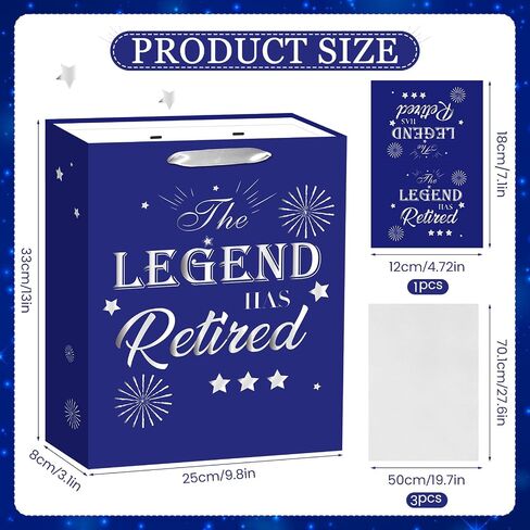 Retirement Gift Bag with Tissue Paper and Greeting Card for Men Women Black Gold Retirement Gift Wrapping Paper Bag for Office Coworker Christmas Xmas Farewell Going Away Party Favors Gift Wrap Bags in Kuwait