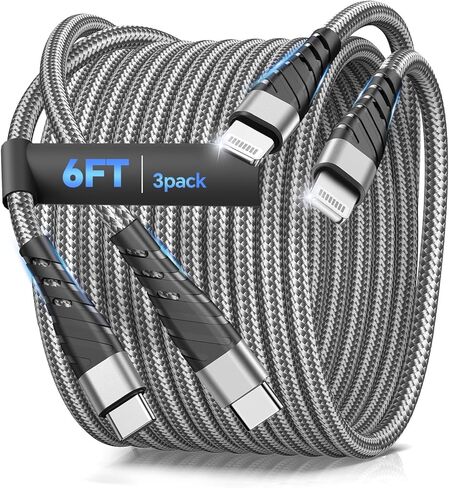 USB C to USB C Cable,100W 2Pack Nylon Braided Type C Charger Cable,USBC Charger Cord Compatible with iPhone 16/16 Plus/16 Pro Max/15/15 Plus/15 Pro Max,MaoBook,Samsumg S24/S24,10FT Pink in Kuwait