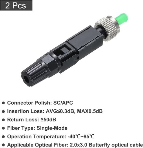 MECCANIXITY FC/APC Fiber Optic Quick Connector, Single Mode Fiber Cable Quick Connector FC Fast Connectors Adapter for CATV Network, Pack of 2 in Kuwait