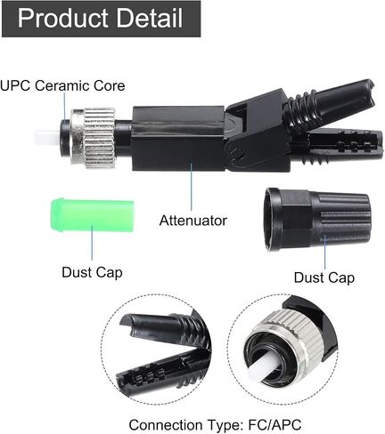 MECCANIXITY FC/APC Fiber Optic Quick Connector, Single Mode Fiber Cable Quick Connector FC Fast Connectors Adapter for CATV Network, Pack of 2 in Kuwait