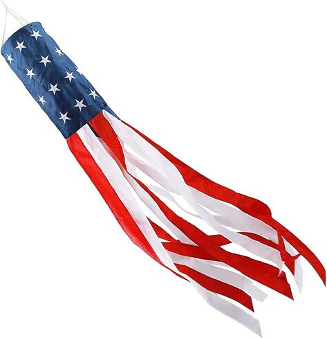 2 Pack American Flag Windsock Stars & Stripes USA Patriotic Decorations Embroidered Stars - Fade Resistant Patriotic Wind Socks Decorations 40 Inch (Red-2pack) in Saudi Arabia
