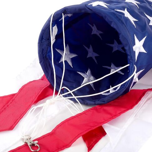 2 Pack American Flag Windsock Stars & Stripes USA Patriotic Decorations Embroidered Stars - Fade Resistant Patriotic Wind Socks Decorations 40 Inch (Red-2pack) in Saudi Arabia