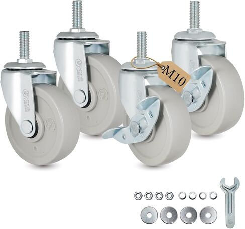 عجلات قفل مترابطة AXL M8، عجلات جذعية صلبة مقاس 3 بوصة مع فرامل، تستخدم للمنتجات طويلة الأمد بدون تدحرج، مثل إطارات المكتب الدائمة وحوامل التلفزيون والعربات والمزيد (عبوة من 4 / M8x15 مم) in Kuwait