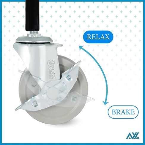 عجلات قفل مترابطة AXL M8، عجلات جذعية صلبة مقاس 3 بوصة مع فرامل، تستخدم للمنتجات طويلة الأمد بدون تدحرج، مثل إطارات المكتب الدائمة وحوامل التلفزيون والعربات والمزيد (عبوة من 4 / M8x15 مم) in Kuwait