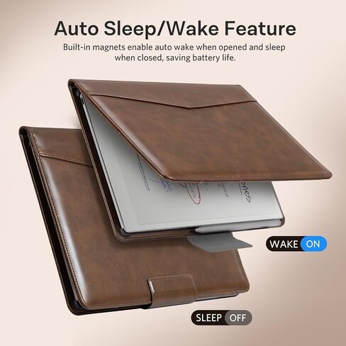 CoBak Premium PU Leather Case for Remarkable Paper Pro 11.8" (2024) – Slim Magnetic Back Cover with Auto Sleep/Wake, Folder Design, Magnetic Pen Holder Strap, Brown Leather in Kuwait