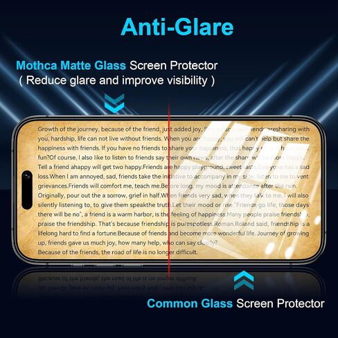 Mothca 2 Pack Matte Glass Screen Protector for iPhone 15 Pro Max 6.7-inch [Auto Fit Box Dust-Free] Edge to Edge Full Coverage Anti-Glare & Anti-Fingerprint Tempered Glass, Bubble Free, Smooth as Silk in Saudi Arabia