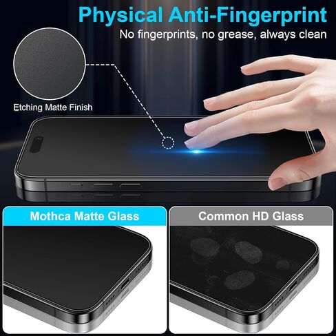 Mothca 2 Pack Matte Glass Screen Protector for iPhone 15 Pro Max 6.7-inch [Auto Fit Box Dust-Free] Edge to Edge Full Coverage Anti-Glare & Anti-Fingerprint Tempered Glass, Bubble Free, Smooth as Silk in Saudi Arabia