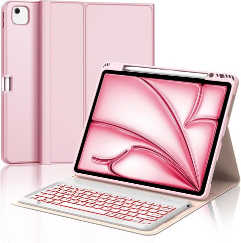 FARYODI for iPad Air 13 inch Case Keyboard (M2) 2024, Compatible with iPad Air 13 inch, 7 Color Backlit, Wireless Detachable Keyboard, Auto Sleep/Wake, Smart Folio Cover with Pencil Holder, Black in Saudi Arabia