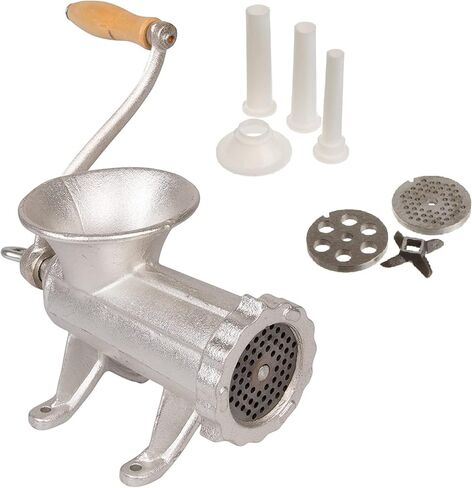 CucinaPro Cast Iron Table Mount Meat Grinder - Manual Mincer Includes Two 3/4" Cutting Disks and Sausage Stuffer Funnel, Heavy Duty- Make Homemade Ground Beef Burgers, Easy to Use and Cooking Tool in Saudi Arabia