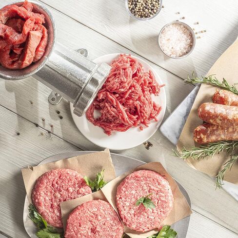 CucinaPro Cast Iron Table Mount Meat Grinder - Manual Mincer Includes Two 3/4" Cutting Disks and Sausage Stuffer Funnel, Heavy Duty- Make Homemade Ground Beef Burgers, Easy to Use and Cooking Tool in Saudi Arabia