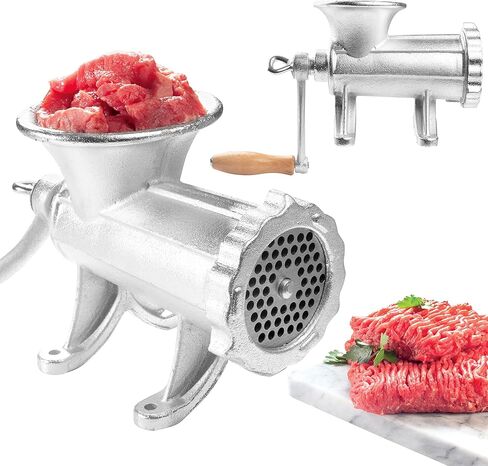CucinaPro Cast Iron Table Mount Meat Grinder - Manual Mincer Includes Two 3/4" Cutting Disks and Sausage Stuffer Funnel, Heavy Duty- Make Homemade Ground Beef Burgers, Easy to Use and Cooking Tool in Saudi Arabia