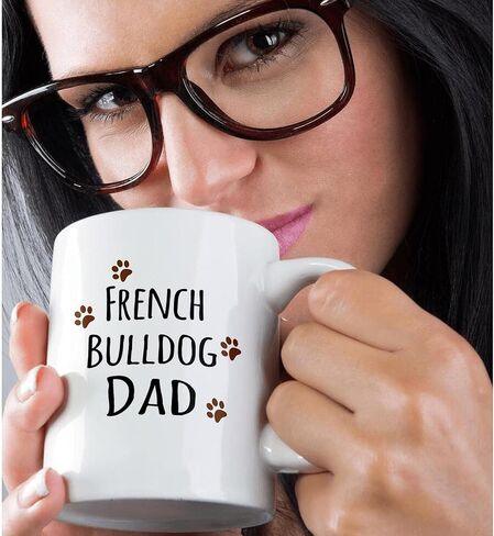 3dRose French Bulldog Dog Dad-Doggie by Breed-Brown Muddy paw Prints Mug, 11 oz, Black in Saudi Arabia