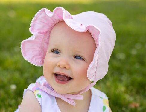 Wee Ones Girls' and Baby Girls' Bonnets with Moonstitch Ruffles and Seersucker Print, for All Hair Types in Saudi Arabia