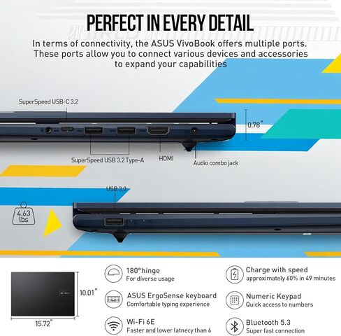 ASUS 2025 Vivobook 17 Laptop Computer, 17.3 Inch Laptop FHD, Intel Core i3, 40GB RAM,1TB SSD+512GB Docking Set, Windows 11 Pro Lifetime Office, 10-Key Number Pad, Quite Blue in Saudi Arabia